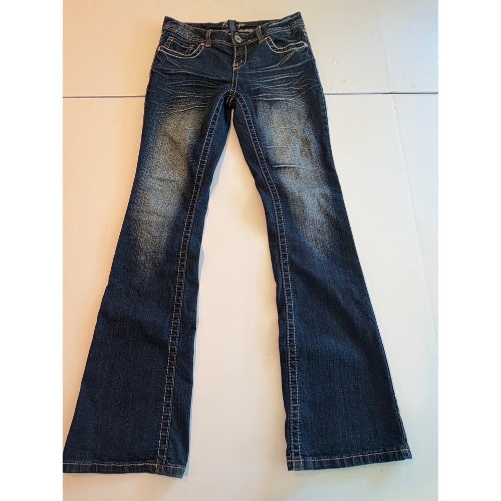 Amethyst Jeans Womens 5 Dark Wash‎ Bootcut Embroidered Embellished Denim Blue